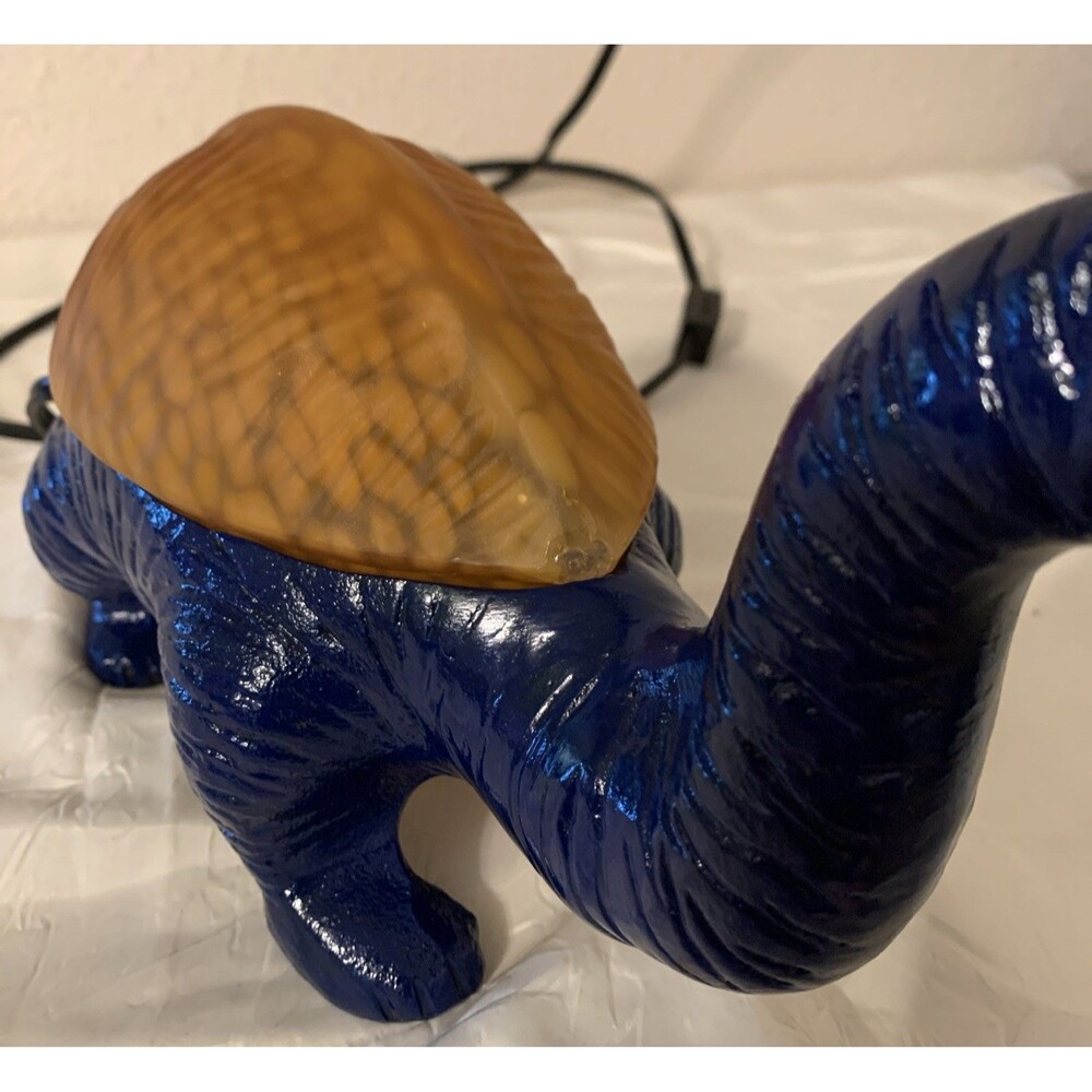 Vintage Blue Dinosaur Lamp Glass Shell Cast Metal Nightlight READ - Picture 8 of 16